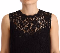 Black Floral Lace Sheath Sleeveless Mini Dress 3