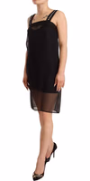 Black Silk Stretch Crystal Sheath Mini Dress 1
