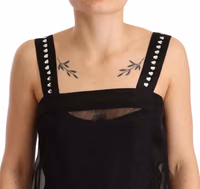Black Silk Stretch Crystal Sheath Mini Dress 3