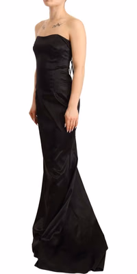 Black Silk Stretch Sheath Mermaid Gown Dress