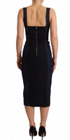 Dark Blue Cotton Denim Sheath Midi Dress 2