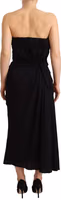 Black Silk Stretch Strapless Sheath Midi Dress 3