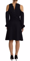 Black Long Sleeves Open Shoulder A-line Dress 2