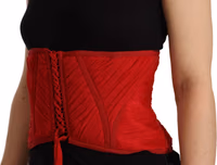 Red Corset Belt Stretch Waist Strap Silk Top 1