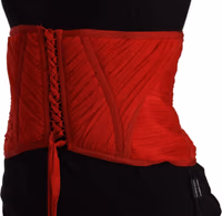 Red Corset Belt Stretch Waist Strap Silk Top 2