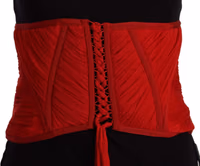Red Corset Belt Stretch Waist Strap Silk Top 3