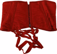 Red Corset Belt Stretch Waist Strap Silk Top 5