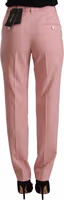 Pink Wool Stretch High Waist Trouser Pants 2