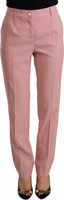 Pink Wool Stretch High Waist Trouser Pants 3