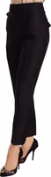 Black Button Embellished Cropped High Waist Pants 1