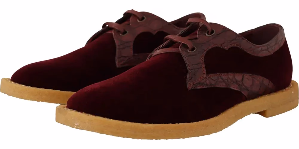 Bordeaux Velvet Exotic Leather Shoes