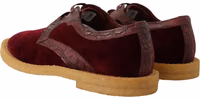Bordeaux Velvet Exotic Leather Shoes 2