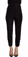 Black Wool High Waist Skinny Women Pants 3
