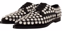 Black Leather Crystals Lace Up Formal Shoes 1