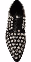 Black Leather Crystals Lace Up Formal Shoes 5