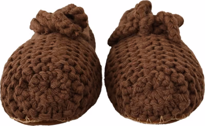 Brown Slip On Ballerina Flats Wool Knit Shoes