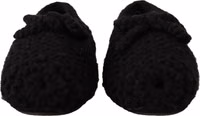 Black Slip On Ballerina Flats Wool Knit Shoes 1