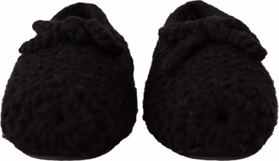 Black Slip On Ballerina Flats Wool Knit Shoes