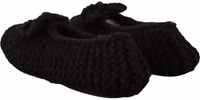 Black Slip On Ballerina Flats Wool Knit Shoes 3