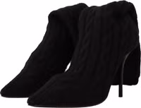 Black Stretch Socks Knee High Booties Shoes 2