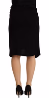 Black High Waist Pencil Knee Length Viscose Skirt 2