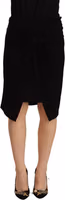 Black High Waist Pencil Knee Length Viscose Skirt 3