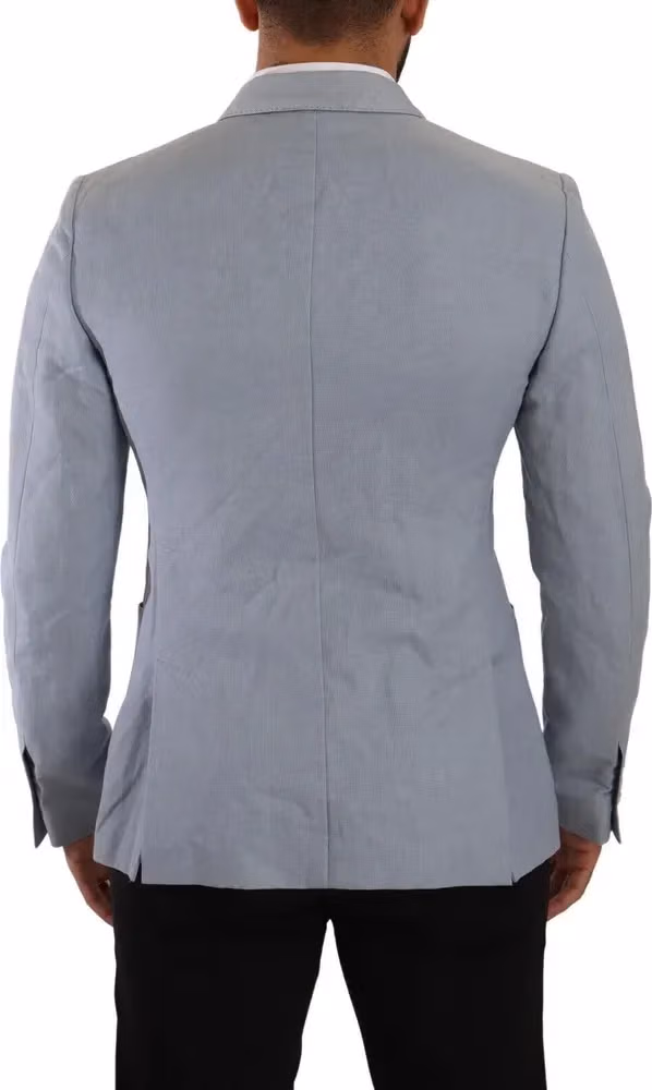 Blue Cotton Linen Slim Fit Jacket Coat Blazer