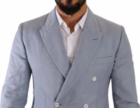 Blue Cotton Linen Slim Fit Jacket Coat Blazer 2