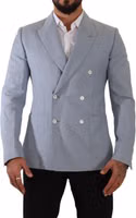 Blue Cotton Linen Slim Fit Jacket Coat Blazer 3