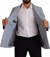 Blue Cotton Linen Slim Fit Jacket Coat Blazer 4