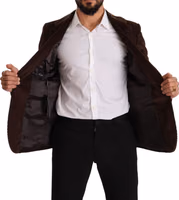 Brown Corduroy Slim Fit Coat DG Logo Blazer 4