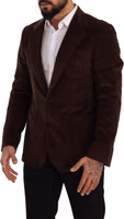 Brown Corduroy Slim Fit Coat DG Logo Blazer 5