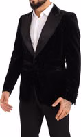 Black Velvet Single Breasted One Button Blazer 1