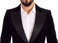 Black Velvet Single Breasted One Button Blazer 3