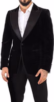 Black Velvet Single Breasted One Button Blazer 4