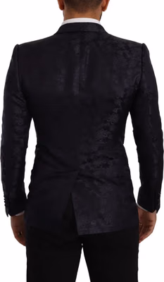 Blue Floral Jacquard Silk Coat MARTINI Blazer