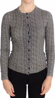 Black White Wool Top Cardigan Sweater 1