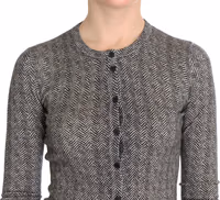 Black White Wool Top Cardigan Sweater 4