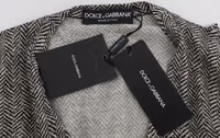 Black White Wool Top Cardigan Sweater 5
