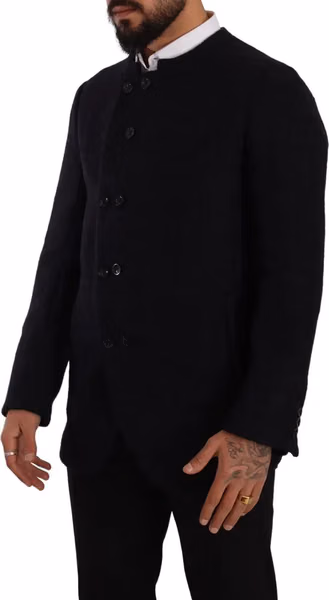 Gray Alpaca Button Down Men Coat Jacket