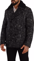 Black Wool Double Breasted Coat Men Jacket 1