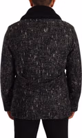 Black Wool Double Breasted Coat Men Jacket 2