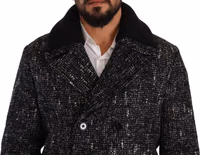 Black Wool Double Breasted Coat Men Jacket 3