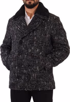 Black Wool Double Breasted Coat Men Jacket 4