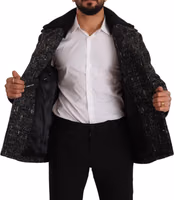 Black Wool Double Breasted Coat Men Jacket 5