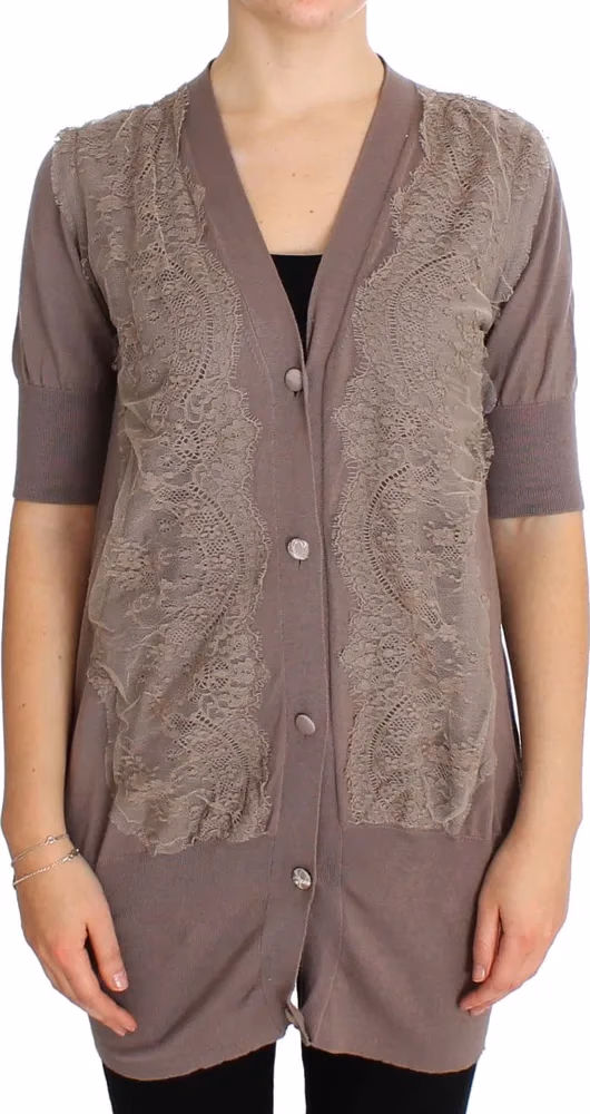 Purple Lace Cotton Cardigan Sweater