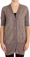 Purple Lace Cotton Cardigan Sweater 1