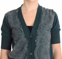 Green Lace Cotton Cardigan Sweater 4