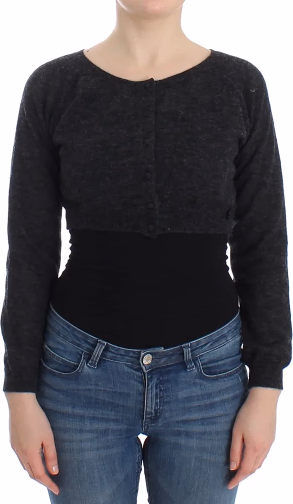 Gray Knit Wool Cardigan Sweater