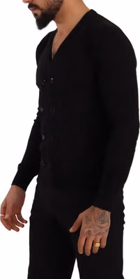 Black Cashmere Button Down Cardigan Sweater